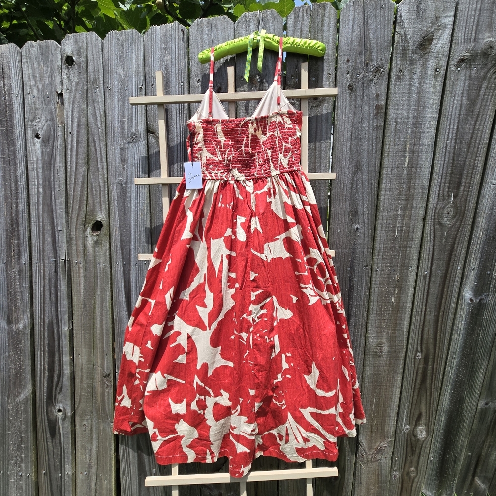 Red and white Print Cotton Strappy Dress Fit And Flare M - Picture 7 of 11
